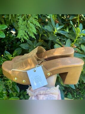 Christian Di Riccio Chunky Womens Shoes Sz 8 Studded Leather Slide Sandals NWT